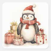 ペンギンとホリデーギフト スクエアシール (正面)