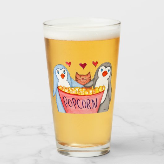 ペンギンとポップコーン タンブラーグラス (ドリンク正面)
