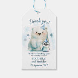 ペンギンとポーラーベアーウィンター誕生日 ギフトタグ