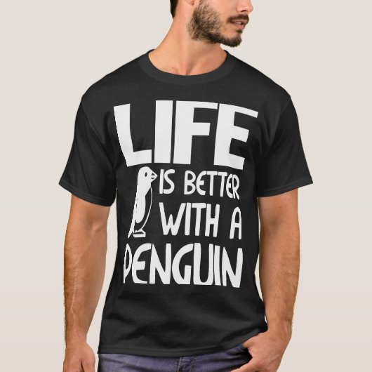 ペンギンとロアでおもしろいは生活が良い Tシャツ (正面)