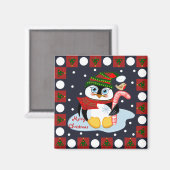 ペンギンとロビンの可愛いメリークリスマスマグネット マグネット (正面/裏面)