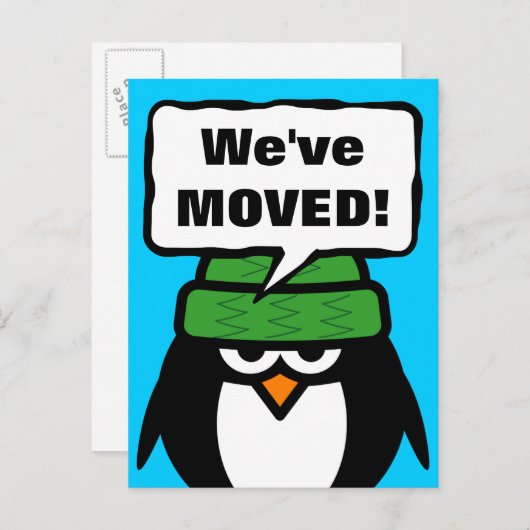 ペンギンと一緒に動くポストカードを移動しおもしろいた 案内ポストカード (正面/裏面)