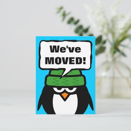 ペンギンと一緒に動くポストカードを移動しおもしろいた 案内ポストカード (スタンド正面)