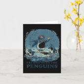 ペンギンと一緒に立つフリッパー カード (黄色い花)