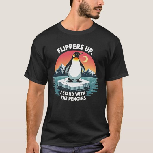 ペンギンと共に立ち、羽ばたけ Tシャツ (正面)