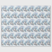 ペンギンと北極クマのスリリングなソリ滑り ラッピングペーパー (フラット)