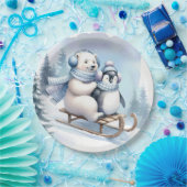 ペンギンと北極クマのスレッド ペーパープレート (パーティー)