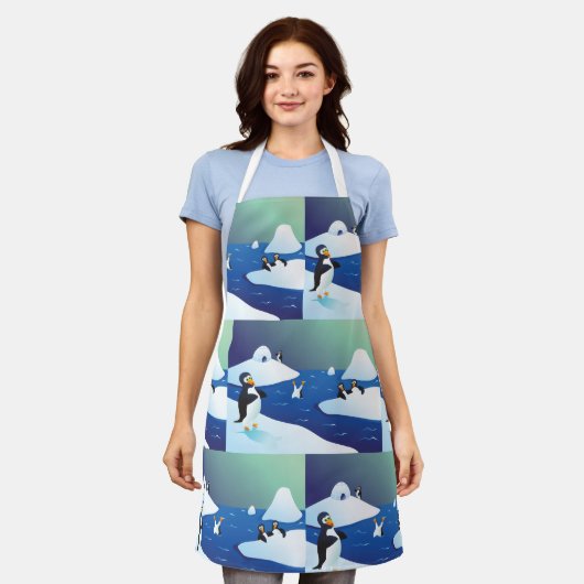 ペンギンと氷 エプロン (着用した状態)