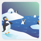 ペンギンと氷 スクエアシール (正面)