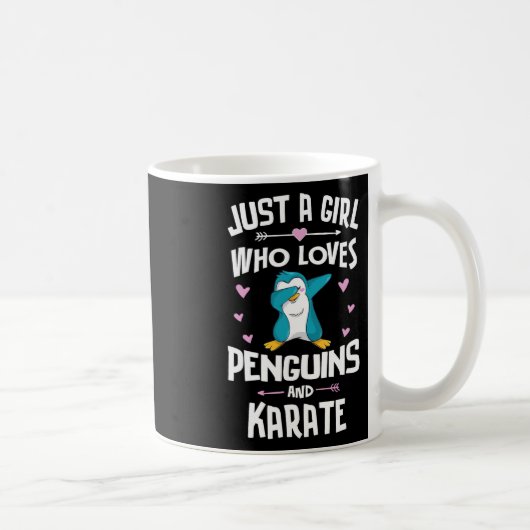 ペンギンと空手が大好きな女の子へのギフト 女性向け コーヒーマグカップ (右)