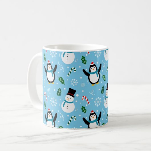 ペンギンと雪だるまのクリスマスマグカップ コーヒーマグカップ (正面左)