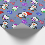 ペンギンと雪片かわいいクリスマス ラッピングペーパー (コーナー)
