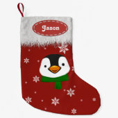ペンギンと雪片 – クリスマスストッキング (正面)
