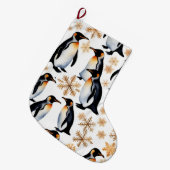 ペンギンと雪片 ラージクリスマスストッキング (正面 (吊り時))