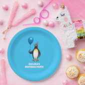 ペンギンと青い風船 ペーパープレート (パーティー)