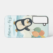 ペンギンと風船 | 名前入り SAMSUNG GALAXYケース (裏面横)