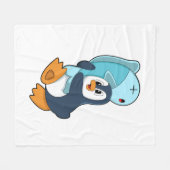 ペンギンと魚 フリースブランケット (正面(横))