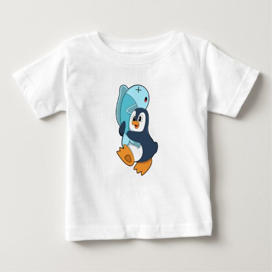 ペンギンと魚 ベビーTシャツ (正面)