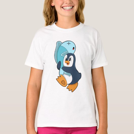 ペンギンと魚 Tシャツ (正面)