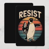 ペンギンに抵抗する 活動家 抗議関税 レトロ 招待状 (正面/裏面)