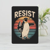 ペンギンに抵抗する 活動家 抗議関税 レトロ 招待状 (スタンド正面)