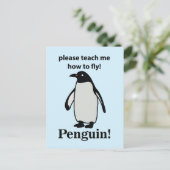 ペンギンに飛び方を教えてもらおう Funny Penguin ポストカード (スタンド正面)
