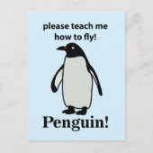 ペンギンに飛び方を教えてもらおう Funny Penguin ポストカード (正面)