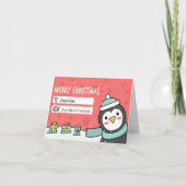 ペンギンのお金ホリデーグリーティングカード シーズンカード (正面)