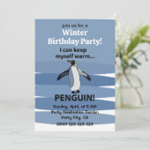 ペンギンのかわいい冬のパーティー 誕生日 招待状 (スタンド正面)