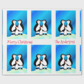 ペンギンのかわいい家族のクリスマス ラッピングペーパー (フラット)