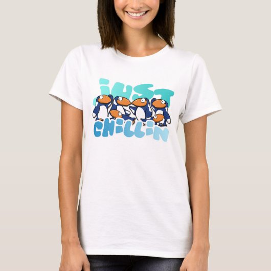 ペンギンのちょうどChillinの女性タンクトップ Tシャツ (正面)