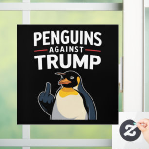 ペンギンのひれで抵抗 トランプに抗議するペンギン ウィンドウサイン
