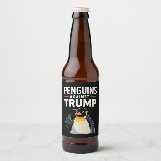 ペンギンのひれで抵抗 トランプに抗議するペンギン ビールラベル (正面)