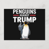 ペンギンのひれで抵抗 トランプに抗議するペンギン ポストカード (正面)