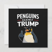 ペンギンのひれで抵抗 トランプに抗議するペンギン 招待状 (正面)