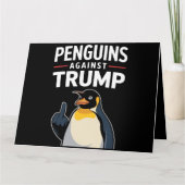 ペンギンのひれを上げてトランプに抵抗するペンギン カード (正面)