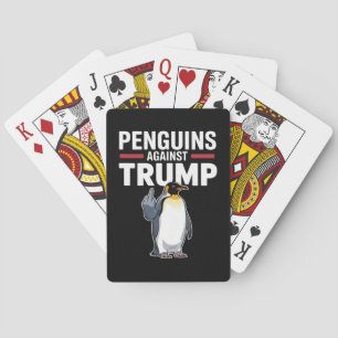 ペンギンのひれを上げてトランプに抵抗するペンギン トランプ