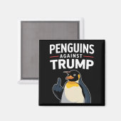 ペンギンのひれを上げてトランプに抵抗するペンギン マグネット (正面/裏面)