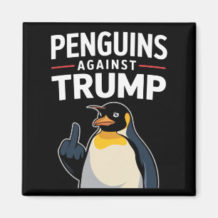 ペンギンのひれを上げてトランプに抵抗するペンギン マグネット