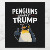 ペンギンのひれを上げてトランプに抵抗するペンギン ワインラベル (シングルラベル)