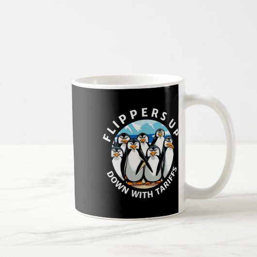 ペンギンのひれを上げてトランプ関税に抗議 コーヒーマグカップ (右)