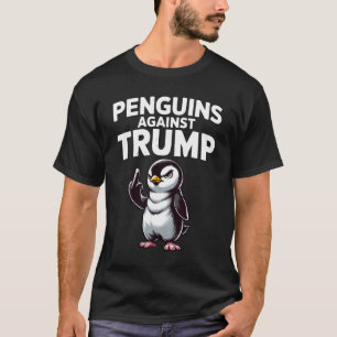 ペンギンのひれを上げて抵抗する 風刺的な政治  Tシャツ