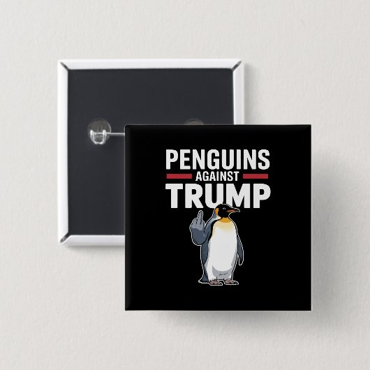 ペンギンのひれを上げろ トランプに抵抗するペンギン 缶バッジ (正面&裏面)