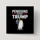 ペンギンのひれを上げろ トランプに抵抗するペンギン 缶バッジ (正面)