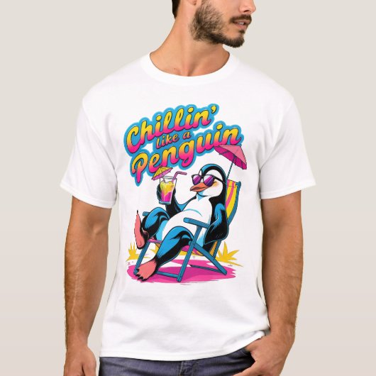 ペンギンのんびり楽しい夏 Tシャツ (正面)