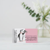 ペンギンのウェイターのかぎ針編みホックヤーンの名刺 名刺 (スタンド正面)