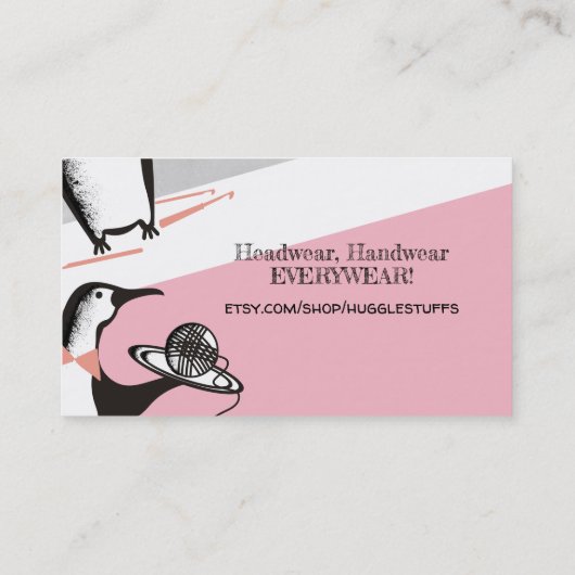 ペンギンのウェイターのかぎ針編みホックヤーンの名刺 名刺 (裏面)