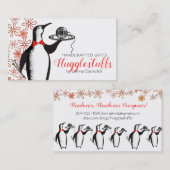 ペンギンのウェイターの編み物針ヤーンの名刺 名刺 (正面/裏面)