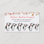 ペンギンのウェイターの編み物針ヤーンの名刺 名刺 (裏面)