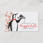 ペンギンのウェイターの編み物針ヤーンの名刺 名刺 (正面)